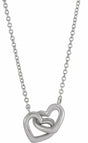 14K White Interlocking Heart 18" Necklace 