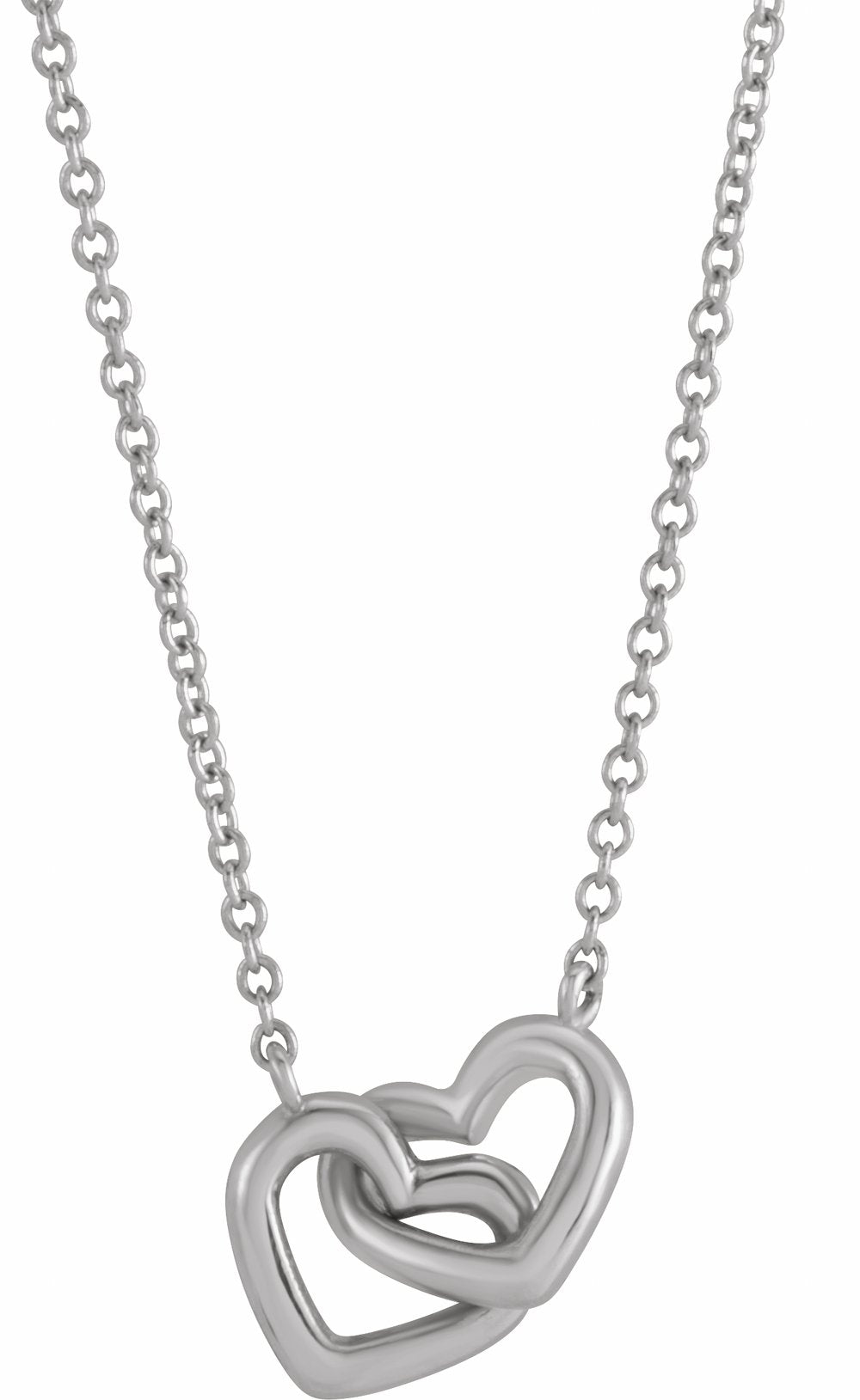 14K White Gold Interlocking Heart 18" Necklace 