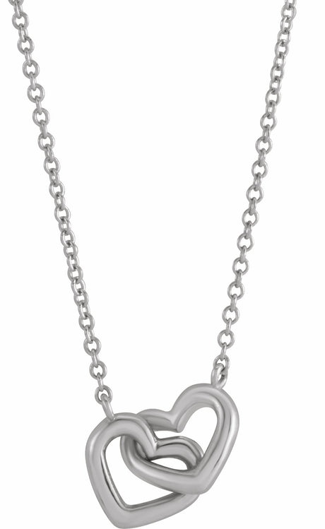 Sterling Silver Interlocking Heart 16" Necklace 