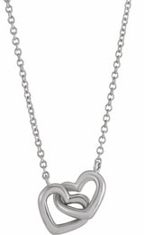 14K White Gold Interlocking Heart 16" Necklace 