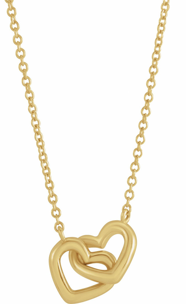 14K Yellow Interlocking Heart 16" Necklace 