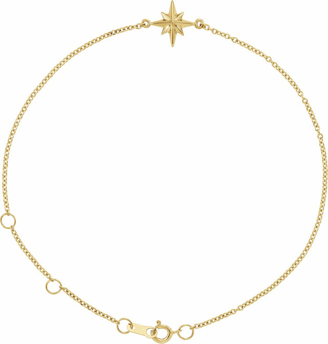 14K Yellow Star 6 1/2-7 1/2" Bracelet