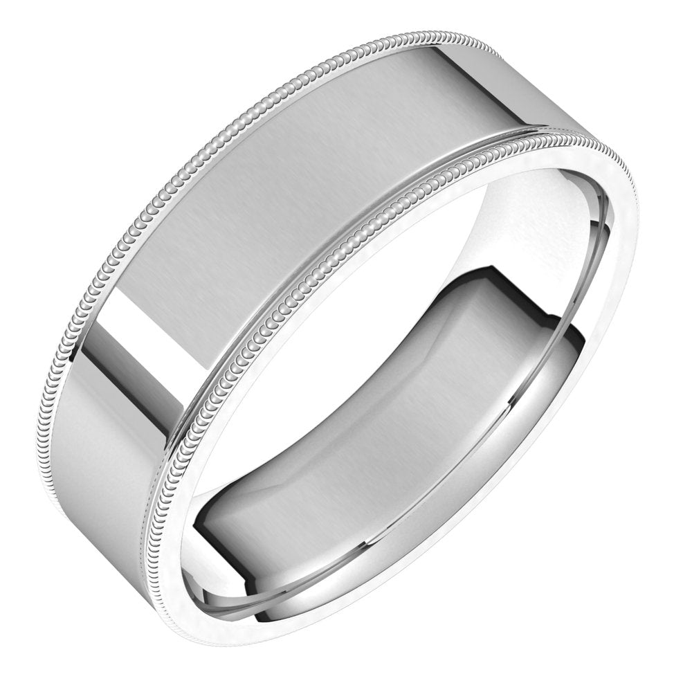 Sterling Silver 6 mm Milgrain Flat Band Size 12.5