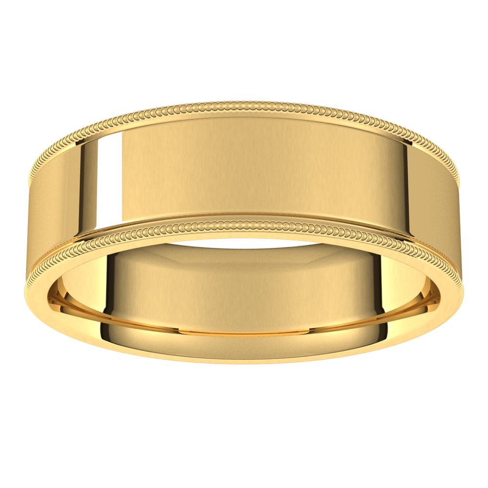 14K Yellow Gold 6 mm Milgrain Flat Band Size 10