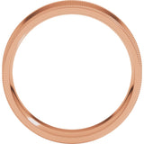 14K Rose Gold 6 mm Milgrain Flat Band Size 9