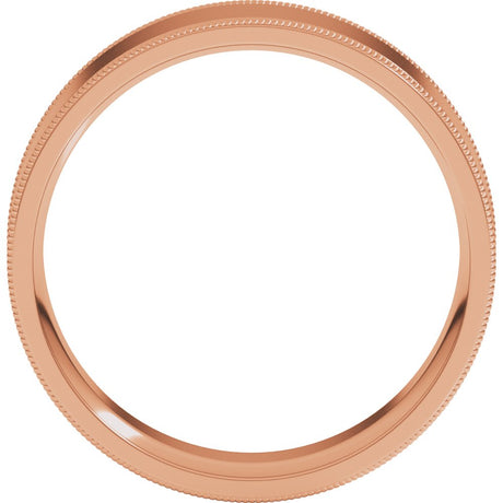 14K Rose Gold 6 mm Milgrain Flat Band Size 9