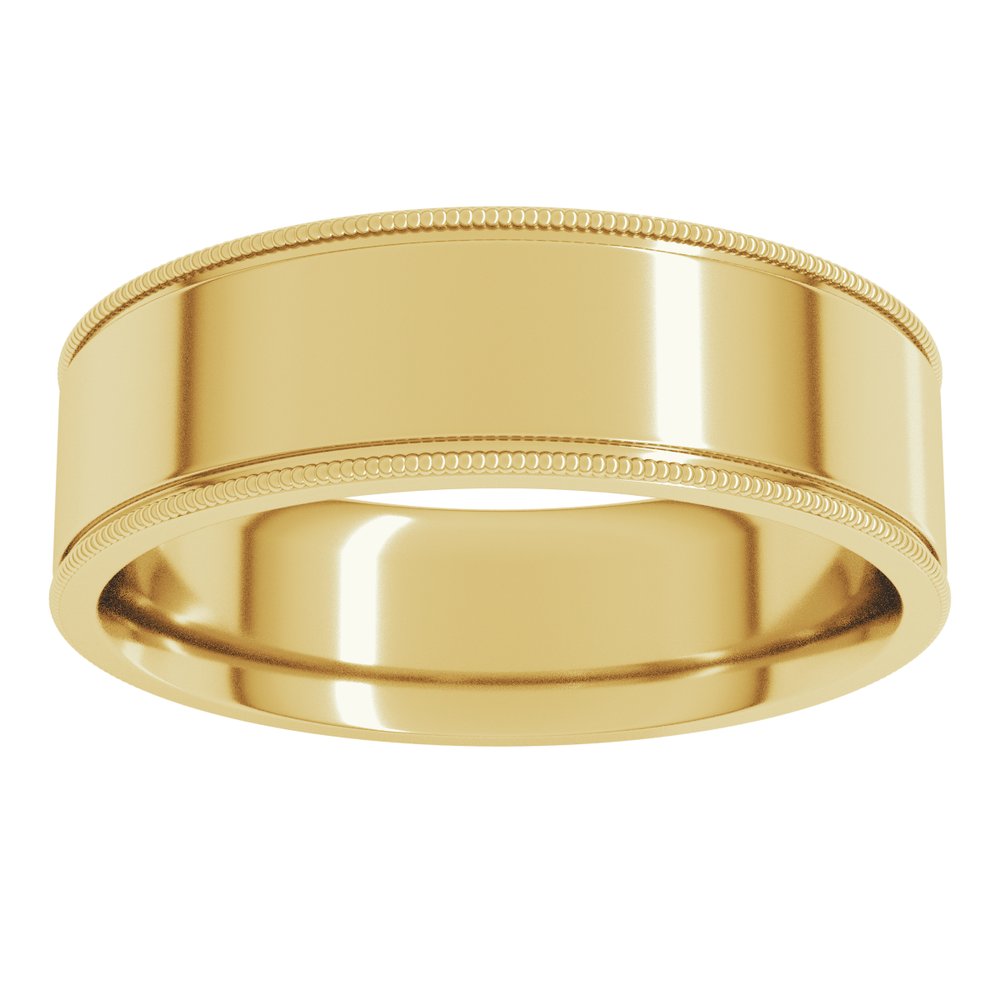 14K Yellow Gold 6 mm Milgrain Flat Band Size 9.5