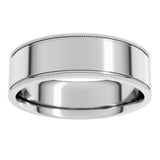 14K White Gold 6 mm Milgrain Flat Band Size 8.5