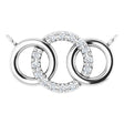 14K White .05 CTW Natural Diamond Interlocking Circle Necklace Center 