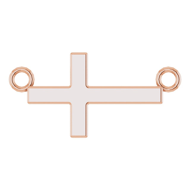 14K Rose Gold 12x5.9 mm Sideways Cross 16-18" Necklace
