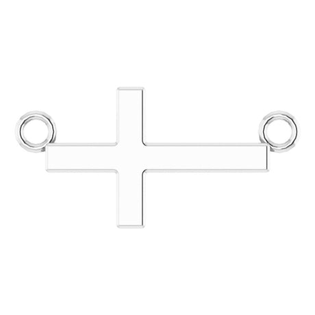 14K White Gold 12x5.9 mm Sideways Cross 16-18" Necklace