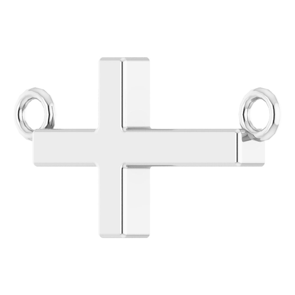 14K White 12x5.9 mm Sideways Cross 16-18" Necklace