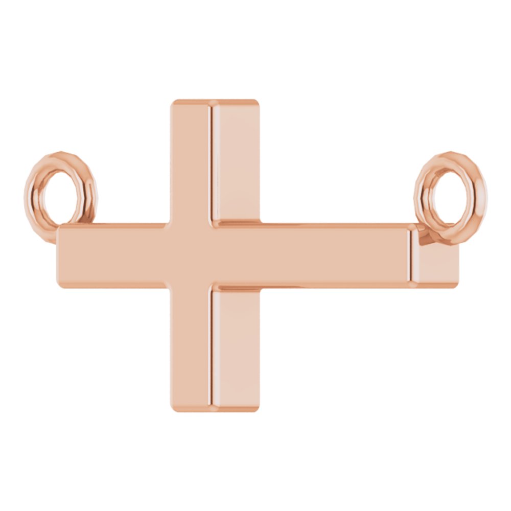 14K Rose Gold 12x5.9 mm Sideways Cross 16-18" Necklace