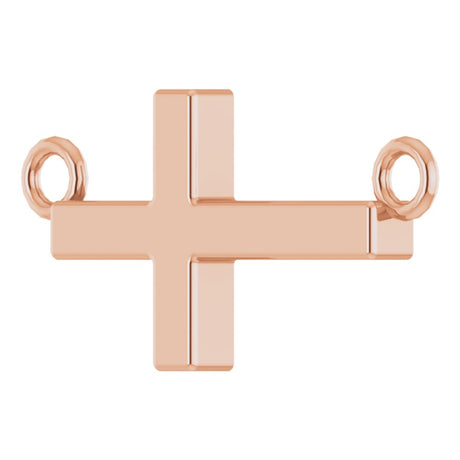 14K Rose Gold 12x5.9 mm Sideways Cross 16-18" Necklace