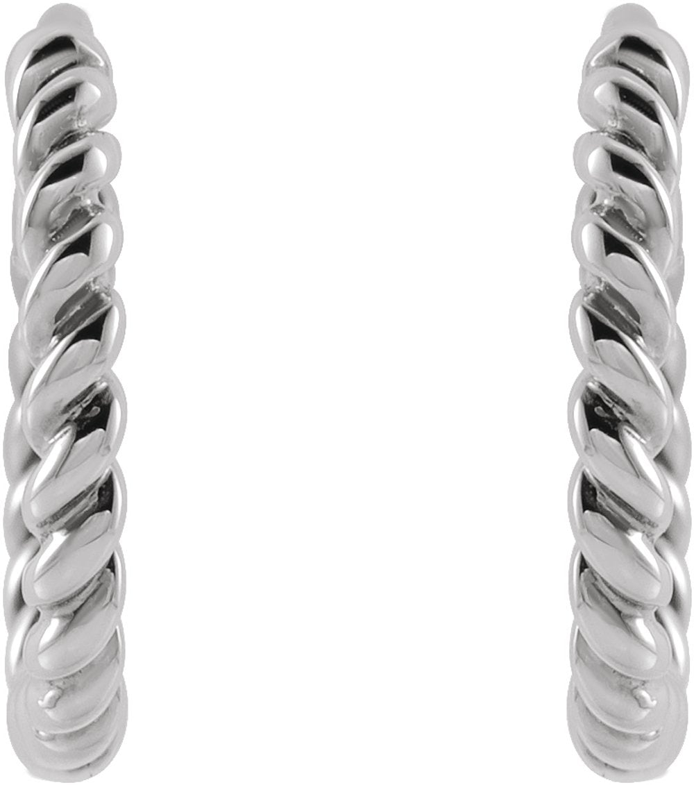 14K White Rope 11 mm Hoop Earrings