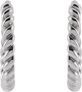 14K White Rope 11 mm Hoop Earrings