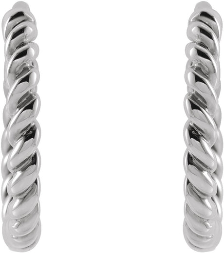 14K White Rope 11 mm Hoop Earrings