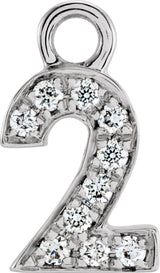 14K White Petite Pavé™.03 CTW Natural Diamond Numeral 2 Dangle