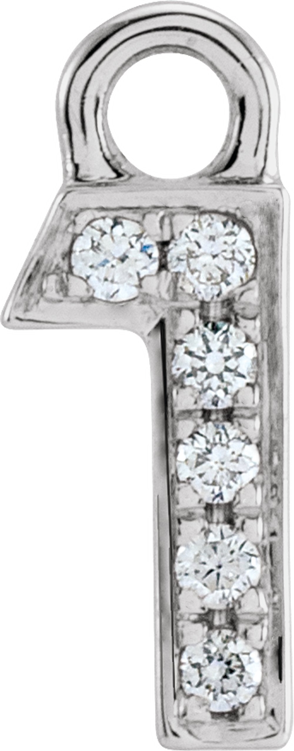 14K White Petite Pavé™.02 CTW Natural Diamond Numeral 1 Dangle