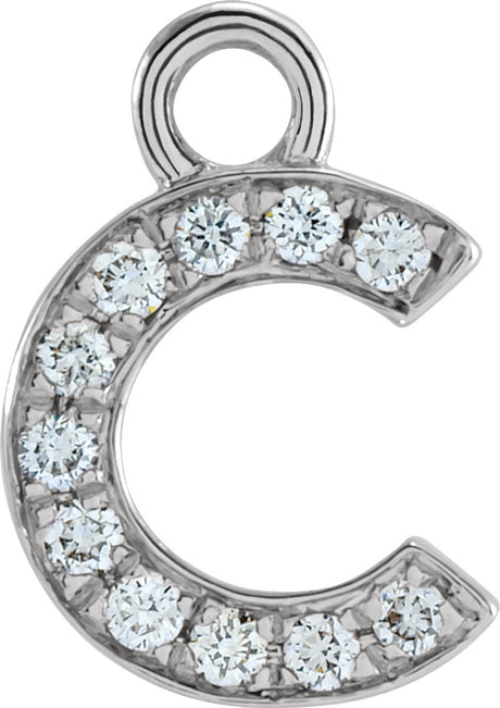 14K White Petite Pavé™ .04 CTW Natural Diamond Initial C Dangle