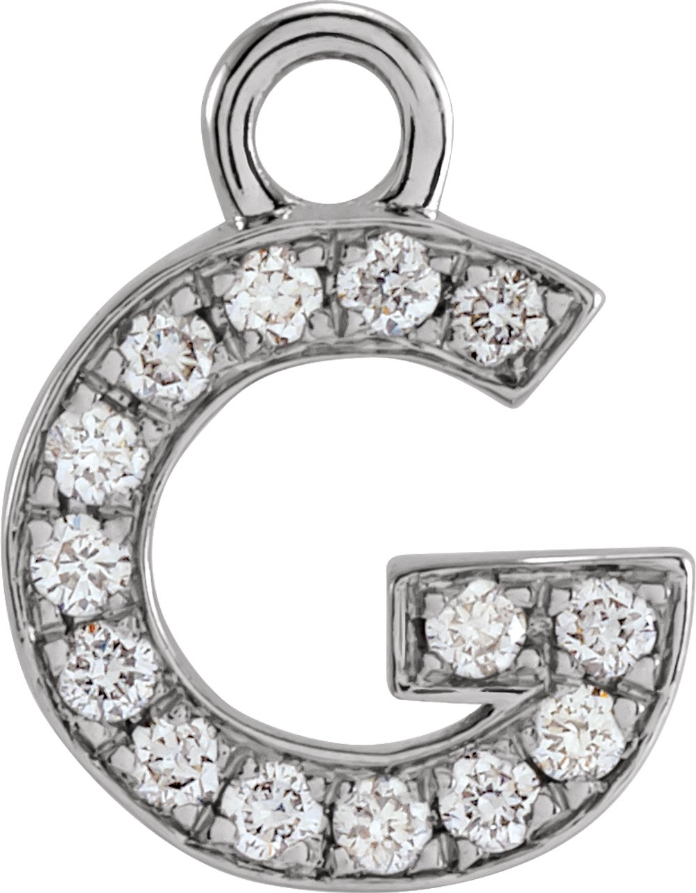 14K White Petite Pavé™ .05 CTW Natural Diamond Initial G Dangle