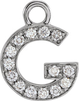 14K White Petite Pavé™ .05 CTW Natural Diamond Initial G Dangle