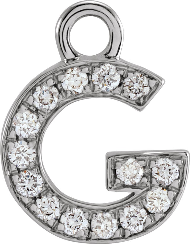 14K White Petite Pavé™ .05 CTW Natural Diamond Initial G Dangle