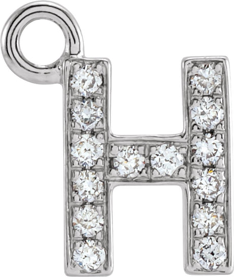 14K White Petite Pavé™ .05 CTW Natural Diamond Initial H Dangle