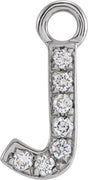 14K White Petite Pavé™ .025 CTW Natural Diamond Initial J Dangle