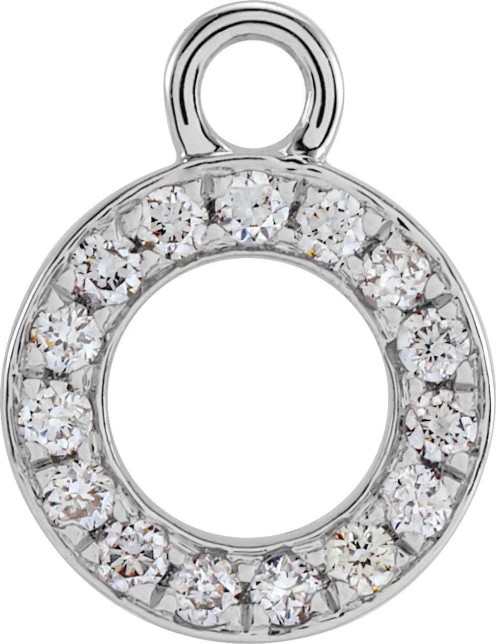 14K White Petite Pavé™ .04 CTW Natural Diamond Initial O Dangle