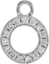 14K White Petite Pavé™ .04 CTW Natural Diamond Initial O Dangle