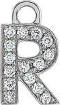 14K White Petite Pavé™ .05 CTW Natural Diamond Initial R Dangle