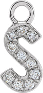 14K White Petite Pavé™ .05 CTW Natural Diamond Initial S Dangle