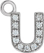 14K White Petite Pavé™ .04 CTW Natural Diamond Initial U Dangle