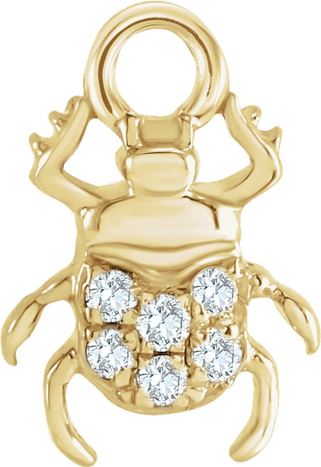 14K Yellow Petite Pavé™ .03 CTW Natural Diamond Beetle Dangle