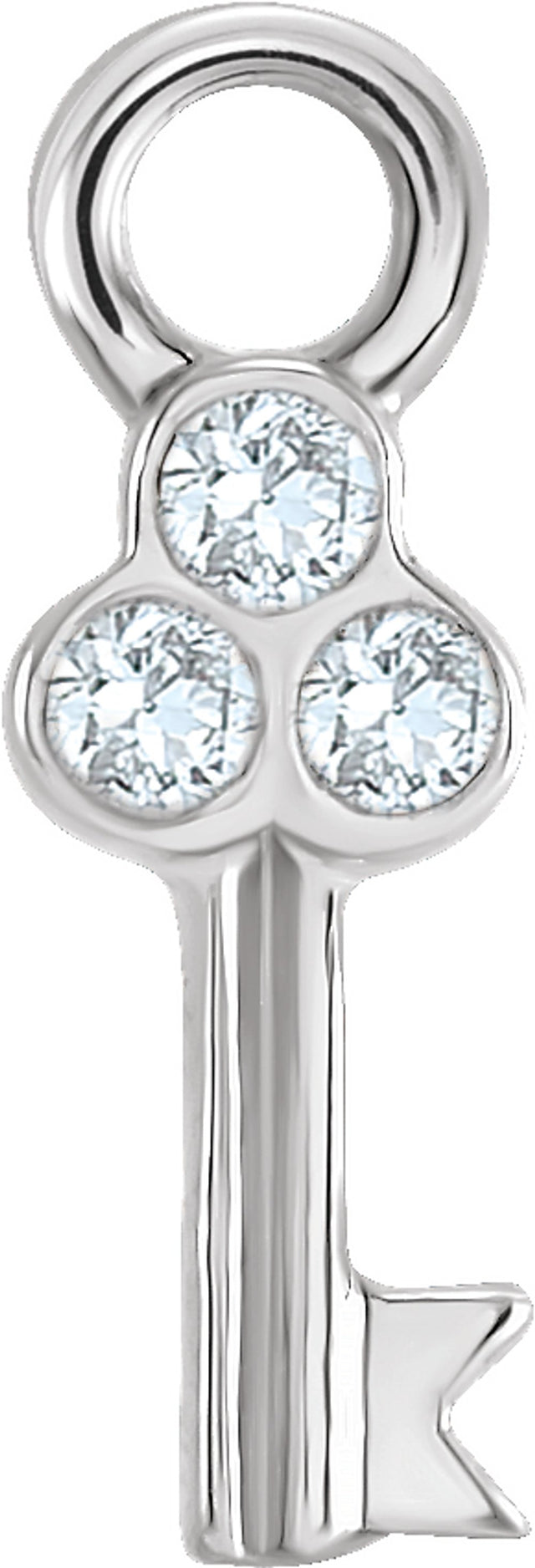 14K White Petite Pavé™ .015 CTW Natural Diamond Key Dangle