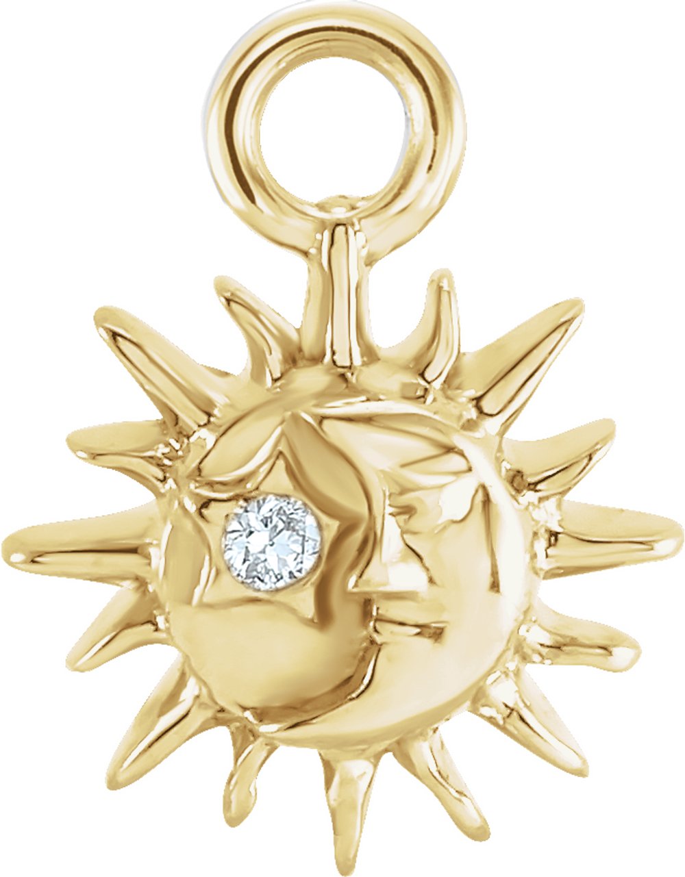 14K Yellow Petite Pavé™ .0045 CT Natural Diamond Sun and Moon Dangle