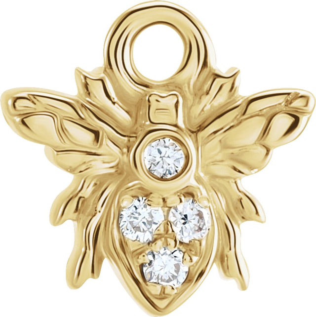 14K Yellow Petite Pavé™ .02 CTW Natural Diamond Bee Dangle