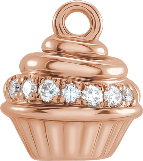 14K Rose Petite Pavé™ .04 CTW Natural Diamond Cupcake Dangle