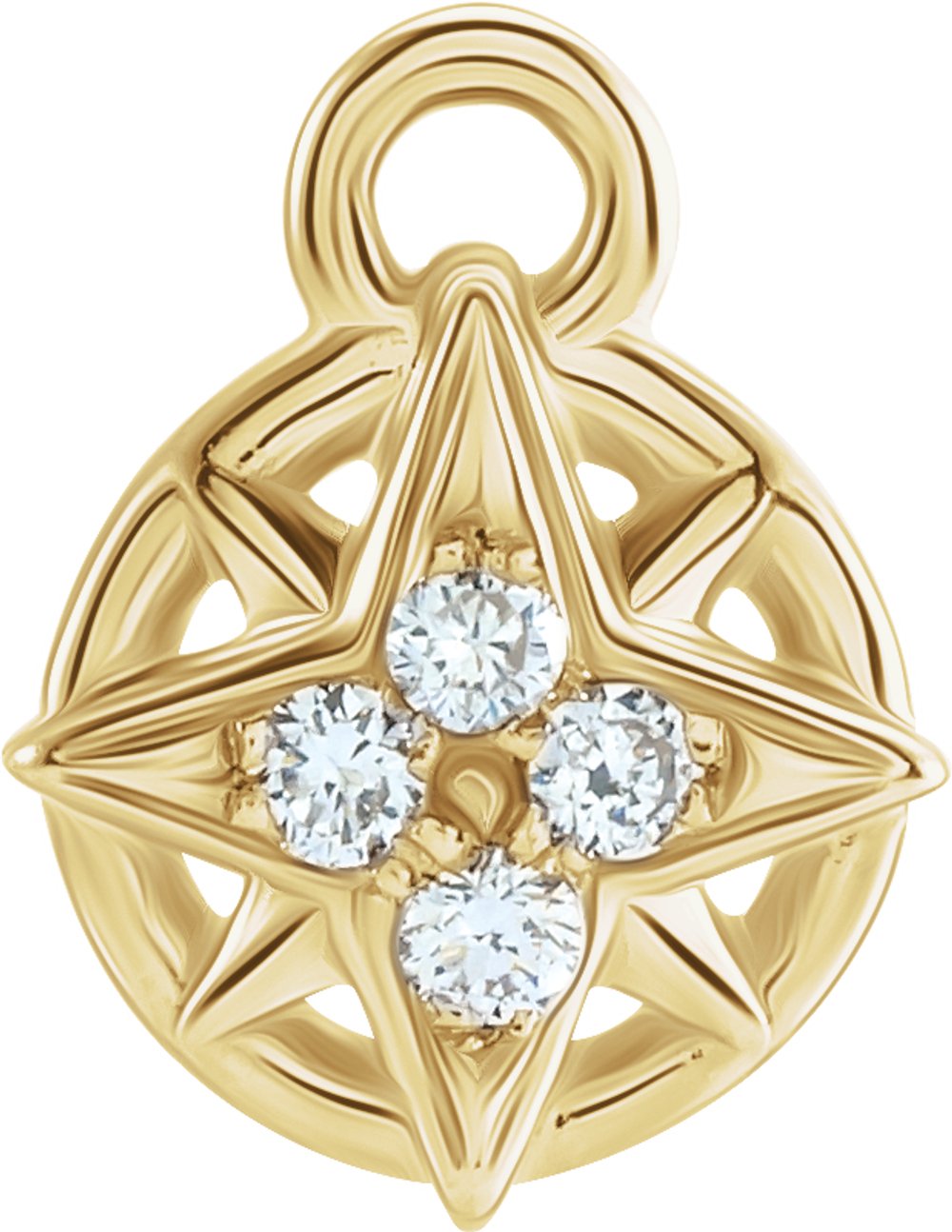 14K Yellow Petite Pavé™ .02 CTW Natural Diamond Compass Dangle 