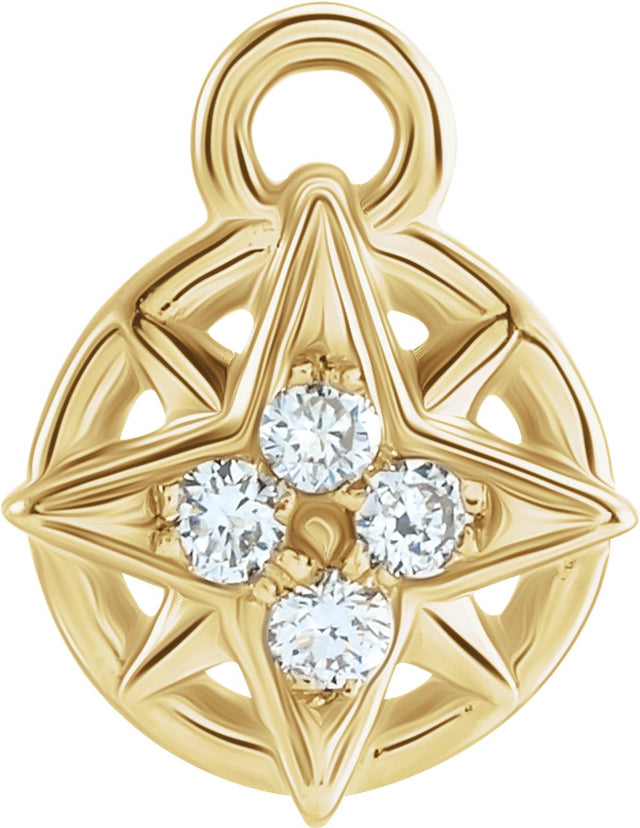 14K Yellow Petite Pavé™ .02 CTW Natural Diamond Compass Dangle 