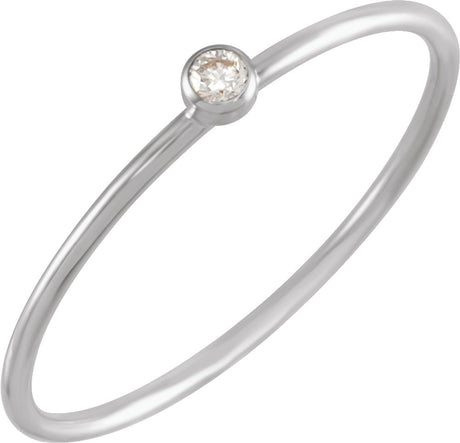 14K White Gold .03 CT Natural Diamond Stackable Ring Size 7