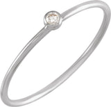 14K White Gold .03 CT Natural Diamond Stackable Ring Size 7