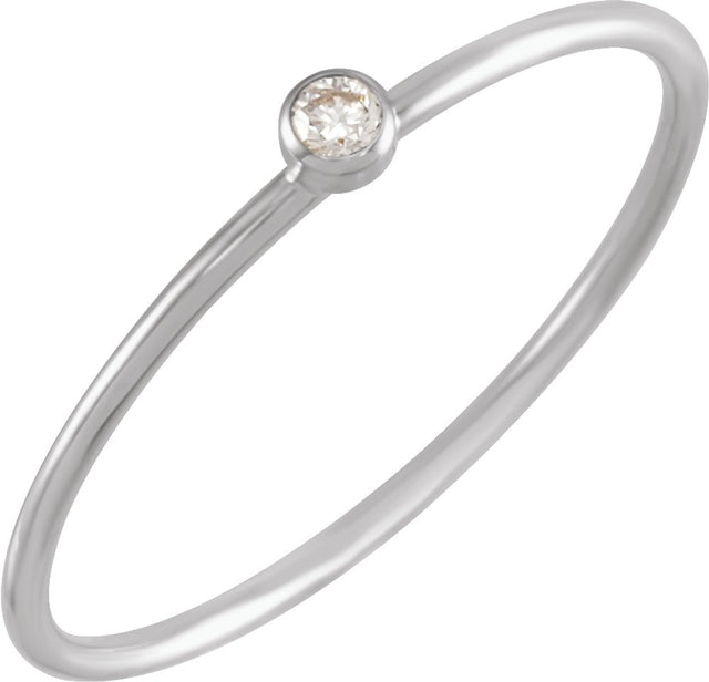 14K White Gold .03 CT Natural Diamond Stackable Ring Size 7