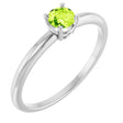 14K White Natural Peridot Ring