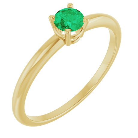 14K Yellow Gold Imitation Emerald Ring
