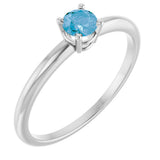 14K White Gold Natural Swiss Blue Topaz Ring