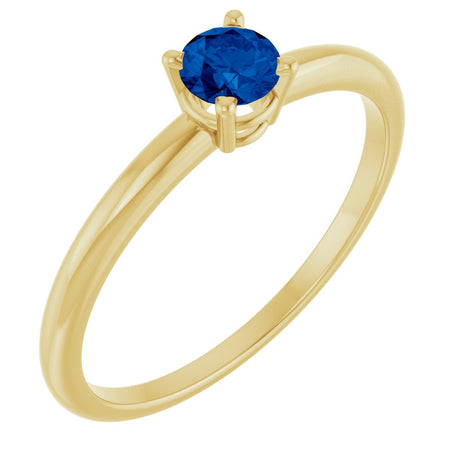 14K Yellow Gold Imitation Blue Sapphire Ring