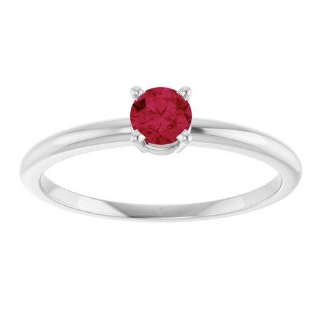 14K White Natural Ruby Ring