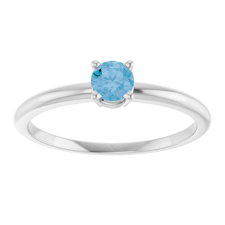 14K White Gold Natural Swiss Blue Topaz Ring